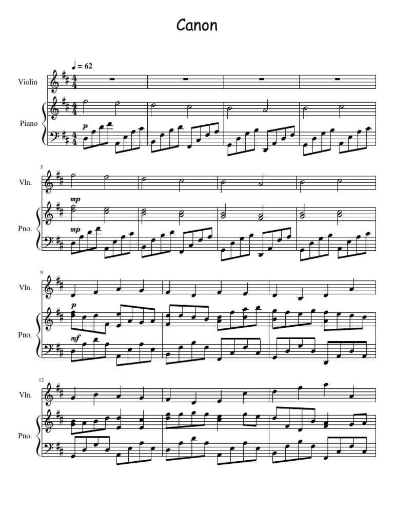 CANON (Partitura Del Acompañamiento de Piano) PDF | PDF