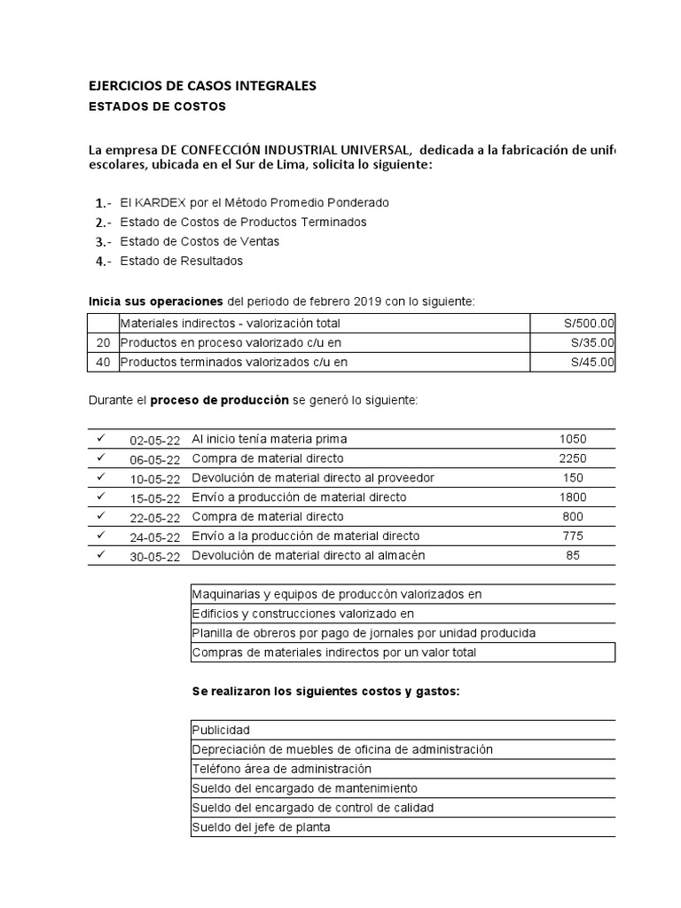 Estados de Costos y Resultados 2022 | PDF | Estado de resultados ...