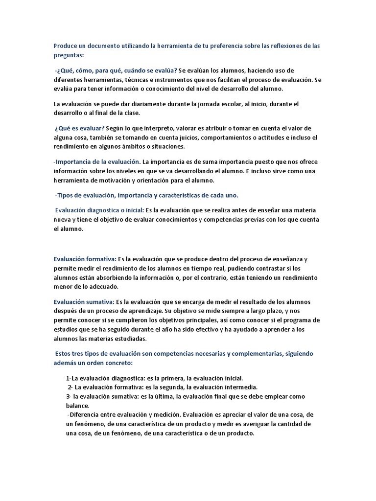 Tipos y Importancia de la Evaluación Educativa | PDF | Evaluación ...