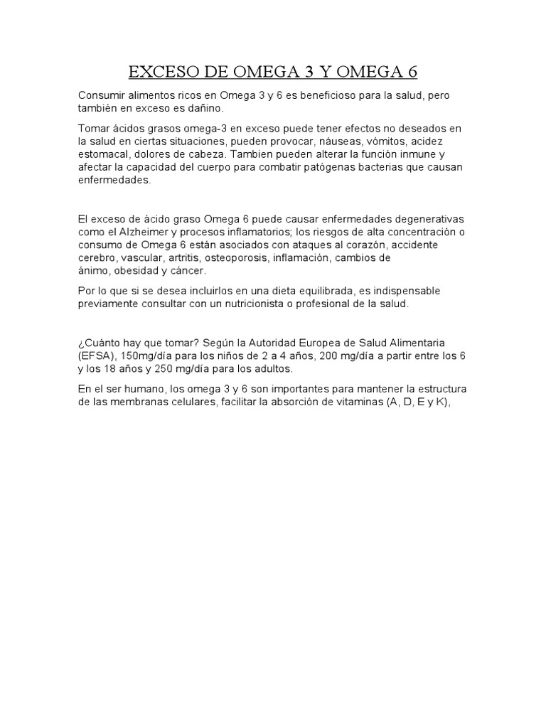 Exceso de Omega 3 y Omega 6 PDF