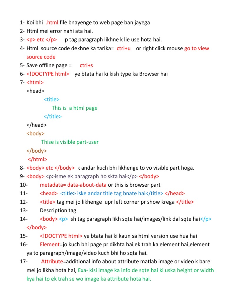 An Overview of Key HTML Elements, Tags, and Attributes for Creating ...