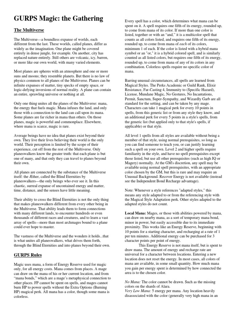 GURPS Magic: The Gathering | PDF