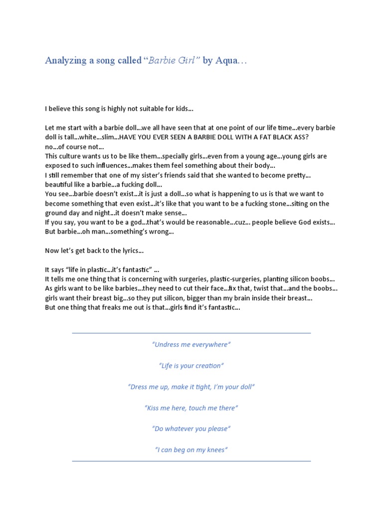 Barbie Girl | PDF | Barbie