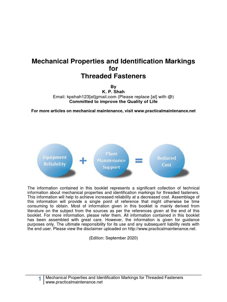 Mechanical Properties and Identification Markings For Threaded ...