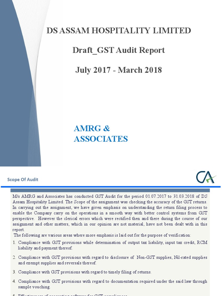 Draft - GST Audit Report - DS ASSAM | PDF