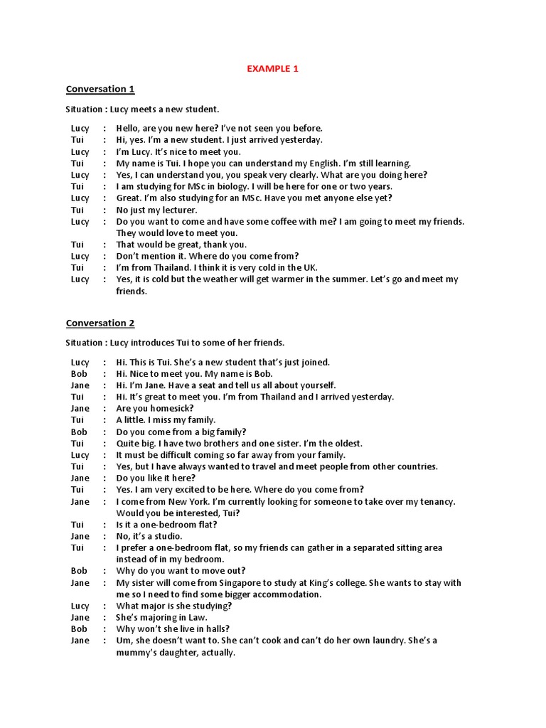 Student Dialogue Role Play Examples | PDF | Waiting Staff | Bedroom