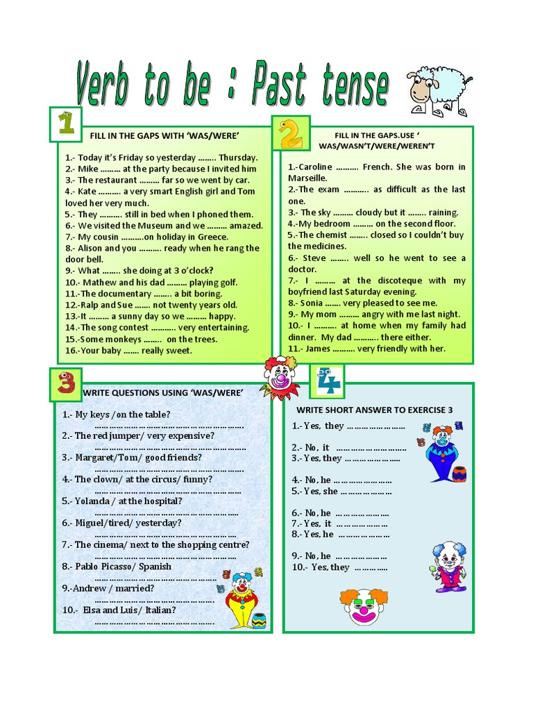 Verb To Be Past Simple 38786 PDF | PDF | Cooking, Food & Wine ...