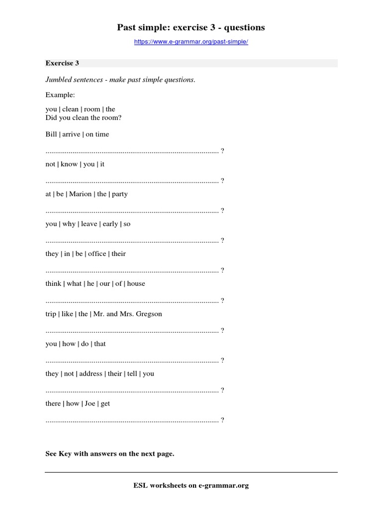 Past Simple Questions Exercise 3 1 PDF | PDF | Foreign Language Studies ...
