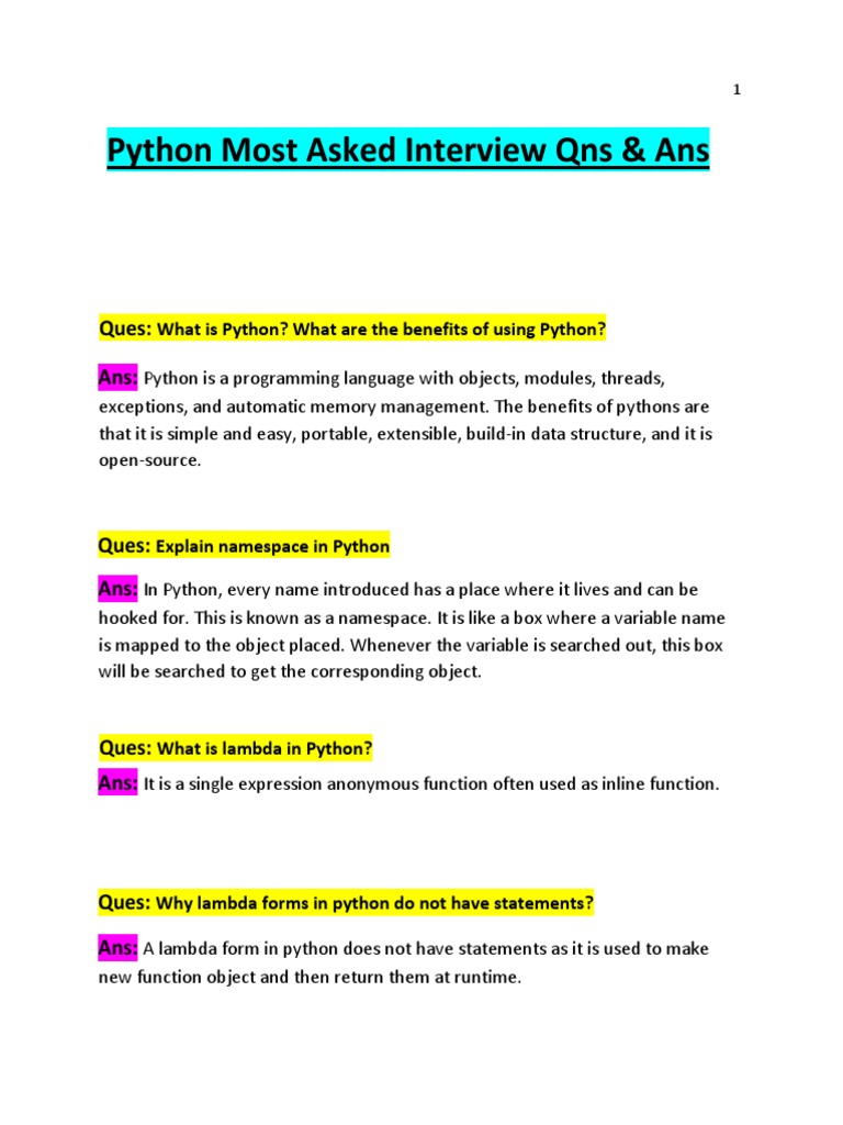 Python Interview Qestions Part PDF | PDF