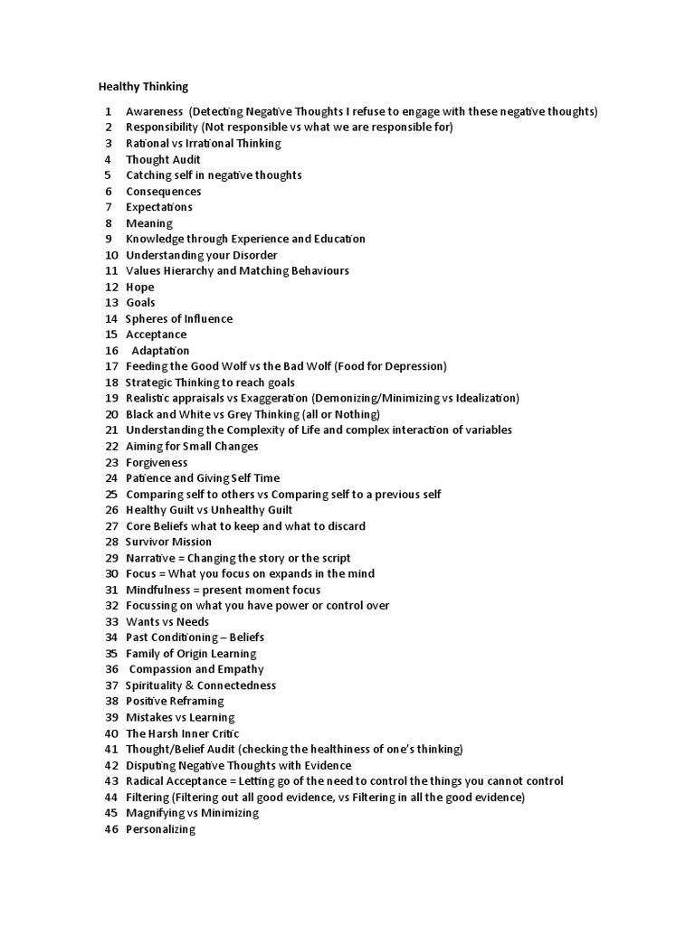 A Guide to Developing Healthy Thinking Patterns: 57 Techniques for ...
