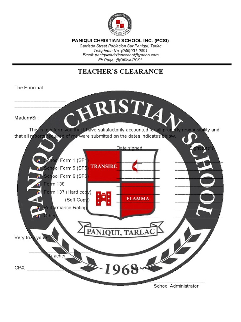 Teacher Clearance PDF