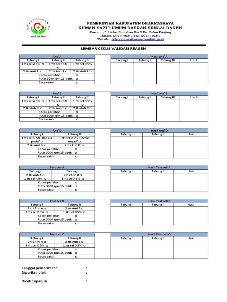Lembar Ceklis Validasi Reagen | PDF
