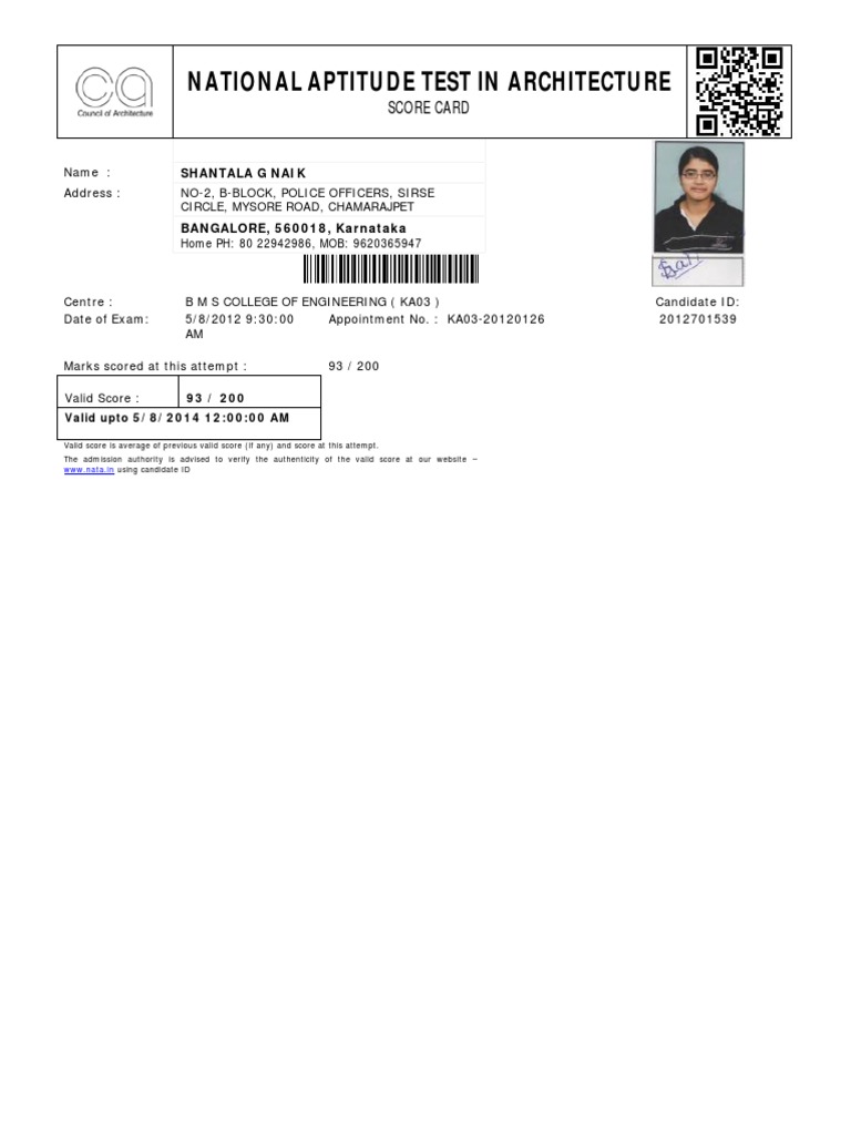 Scorecard Nata 2012 PDF | PDF