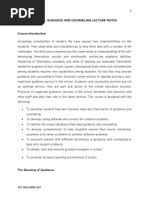 Eps 3101 Guidance & Counselling Notes - Revised 2020