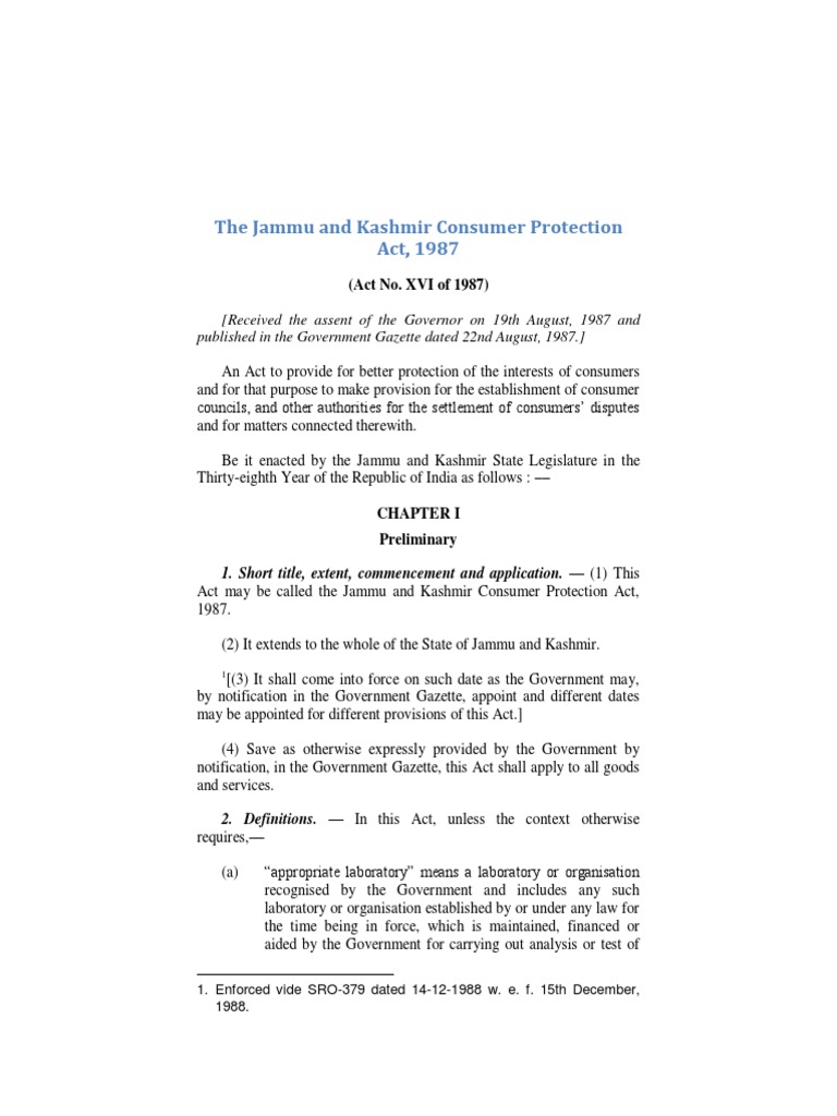 Consumer Protection Act, 1987 PDF | PDF