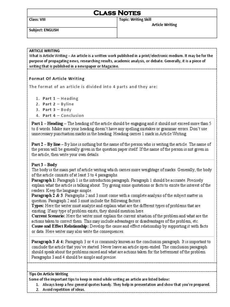 Understanding Article Writing Basics | PDF