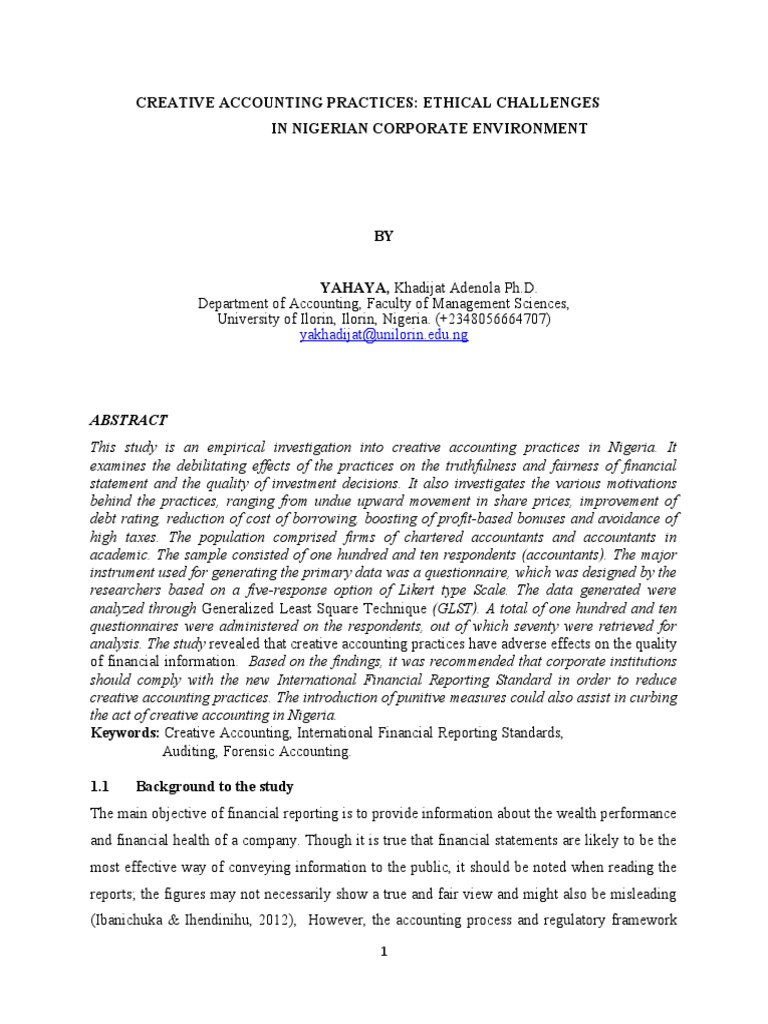 Ethical Challenges in Creative Accounting | PDF