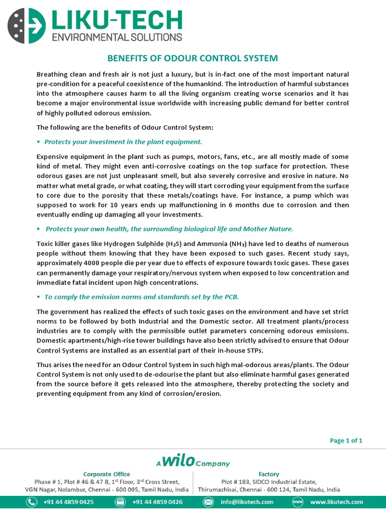 Benefits of Odour Control Units PDF PDF