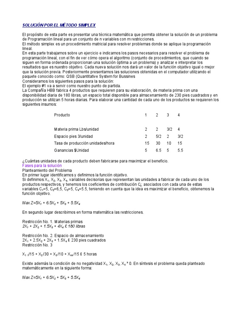 Introducción al Método Simplex | PDF