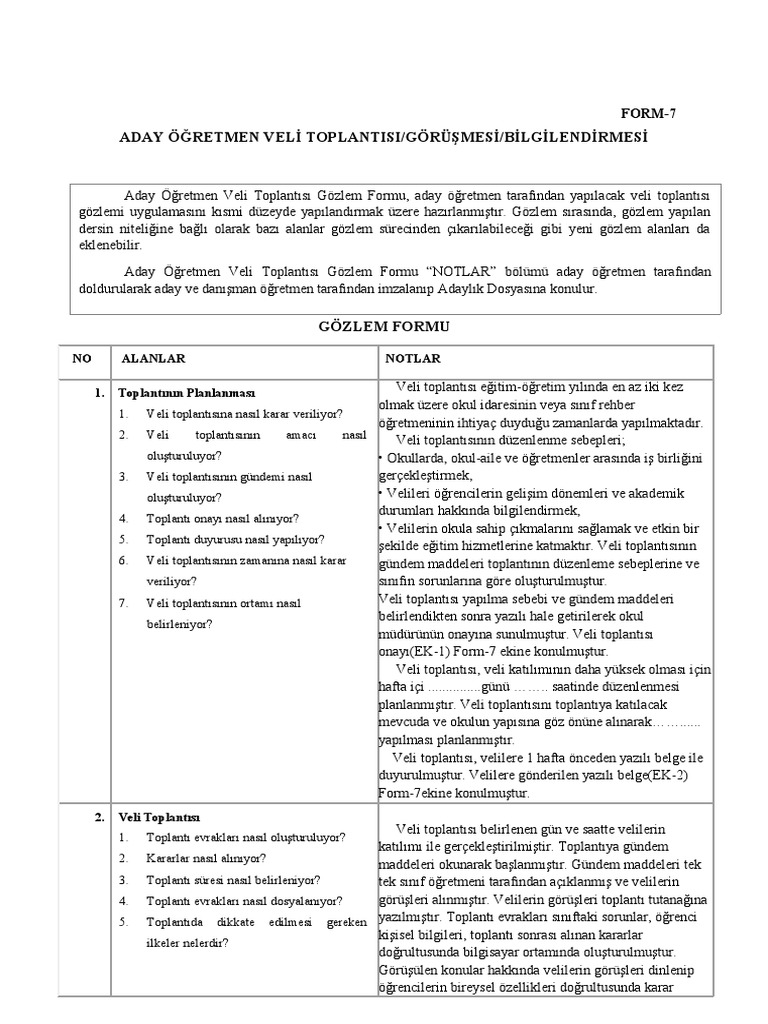 Form7 aday retmen veli toplantisi g r mesi bi lgi lendi rmesi pdf