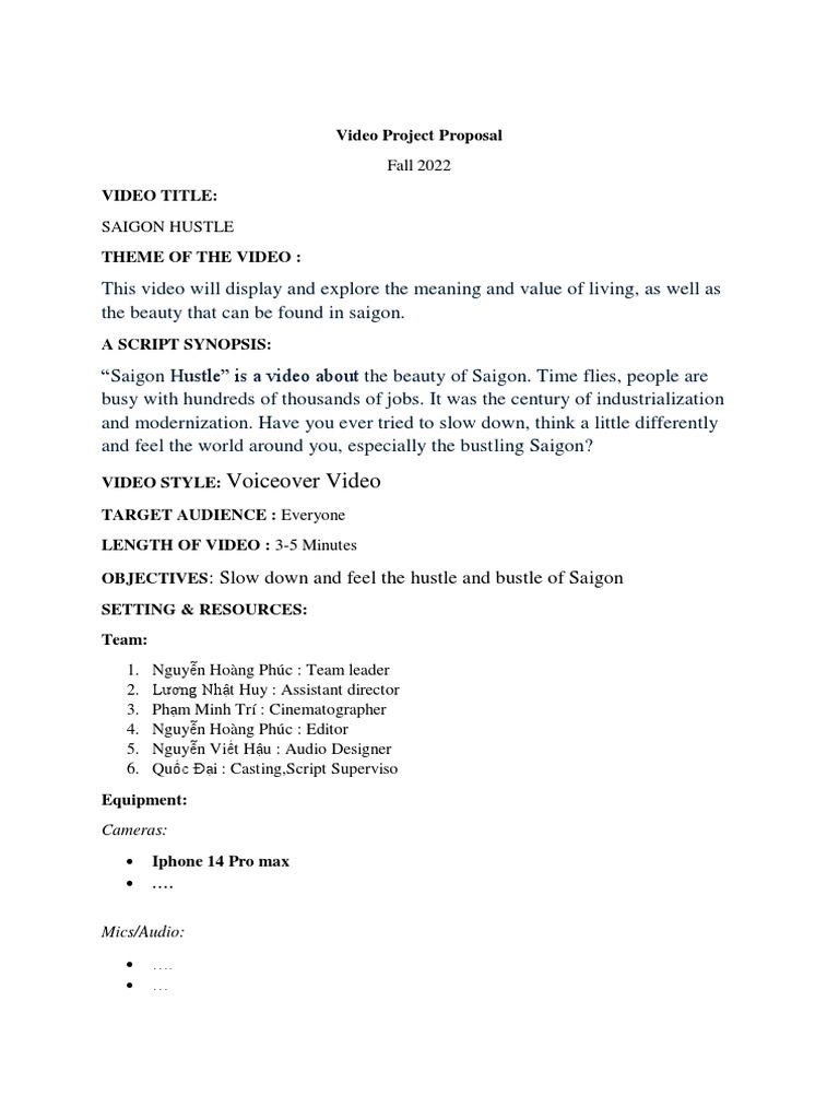 Video Project Proposal | PDF