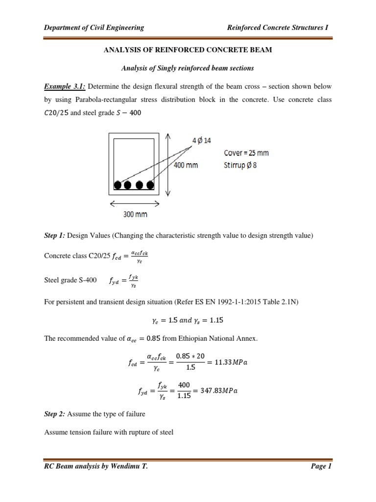 RC Beam Analysis and Design Calculations | PDF | Beam (Structure ...