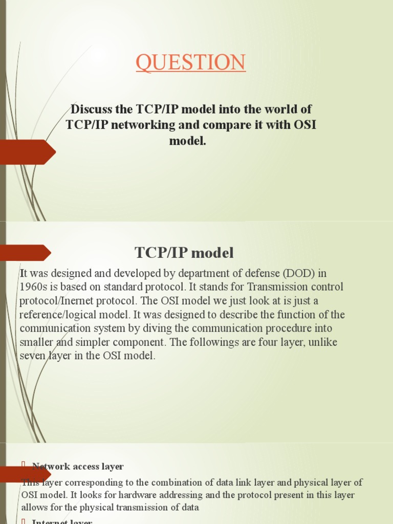 Discuss The TCP/IP Model Into The World of TCP/IP Networking and ...