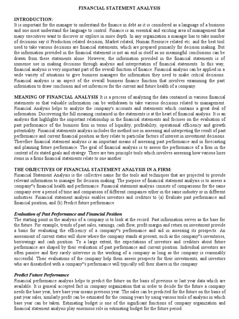 Fincial Statement Analysis | PDF