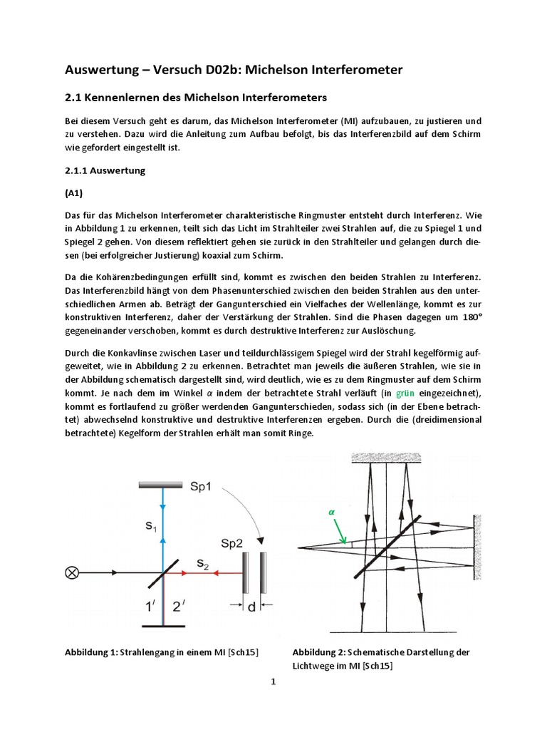 Auswertung - Michelson Interferometer Versuch | PDF