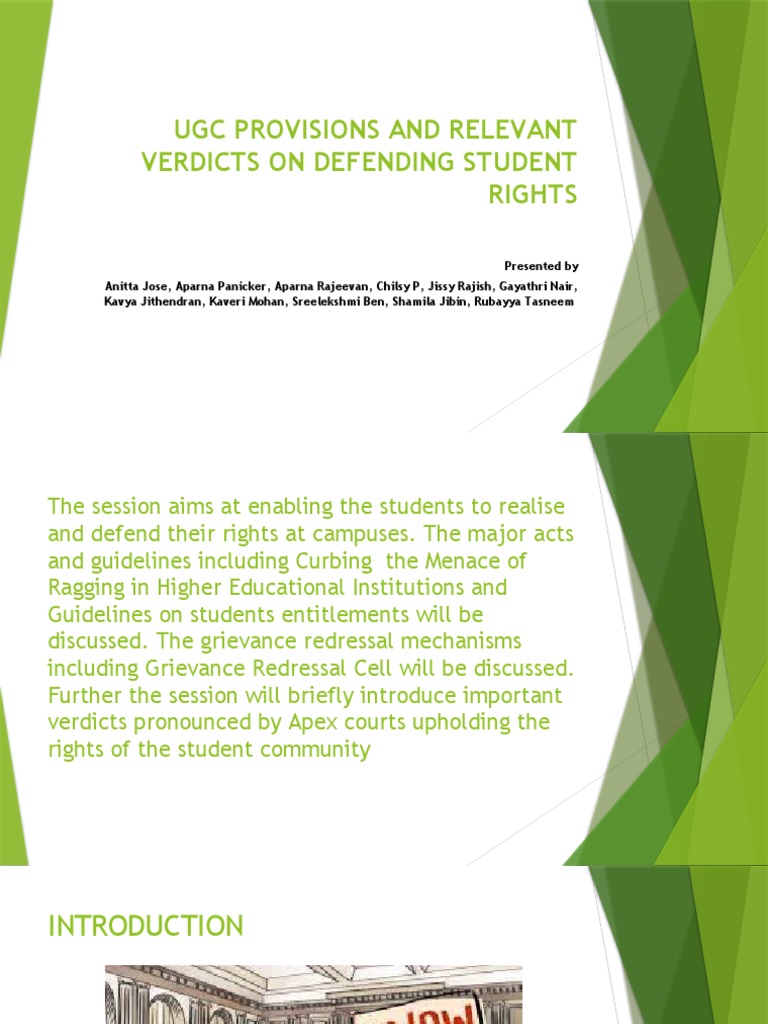 Ugc Provisions and Relevant Verdicts On Defending Student Rights | PDF