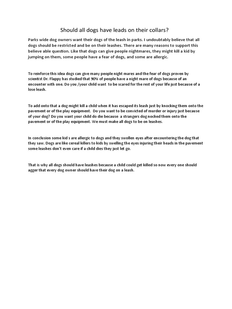 Should All Dogs Have Leads On Their Collars Odt PDF