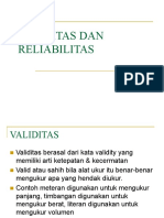 RELIABILITAS DAN VALIDITAS