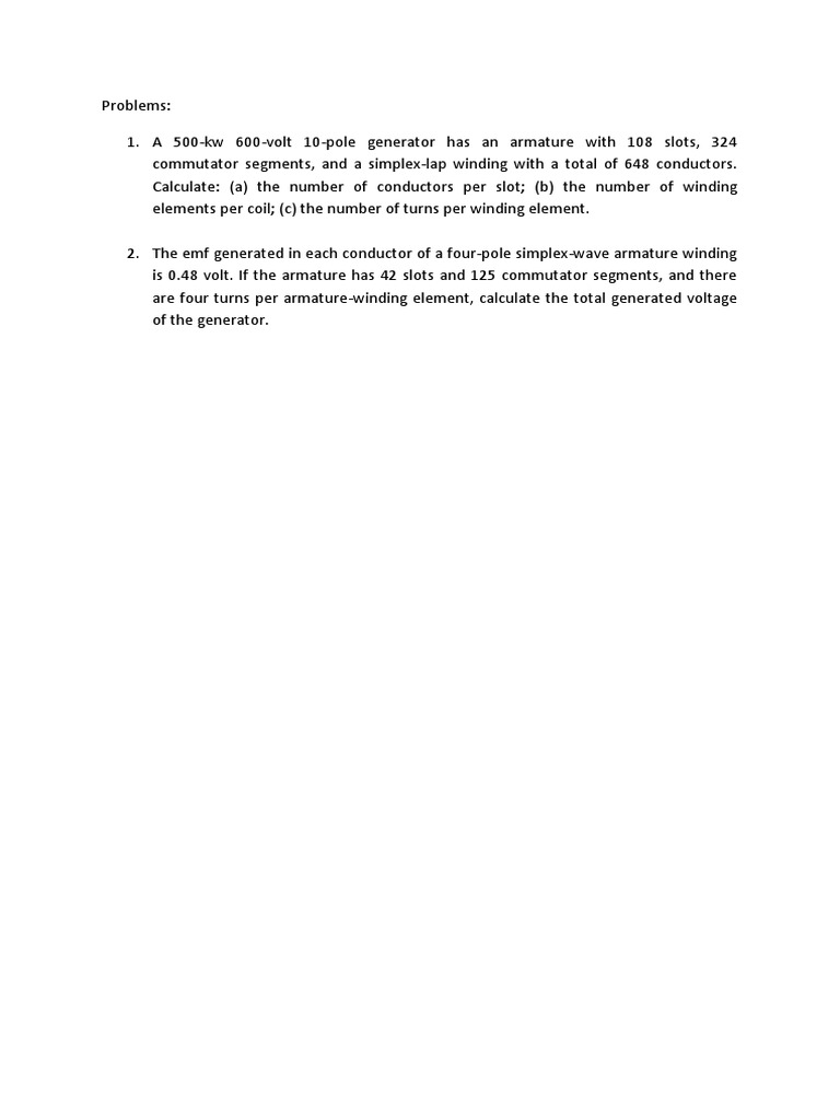 Generator Winding Calculations And Voltage Analysis Pdf