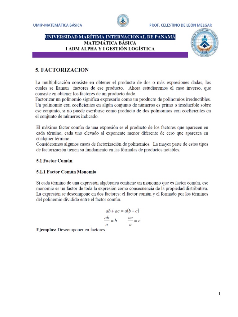 Módulo 2 álgebra Factorización Pdf Pdf