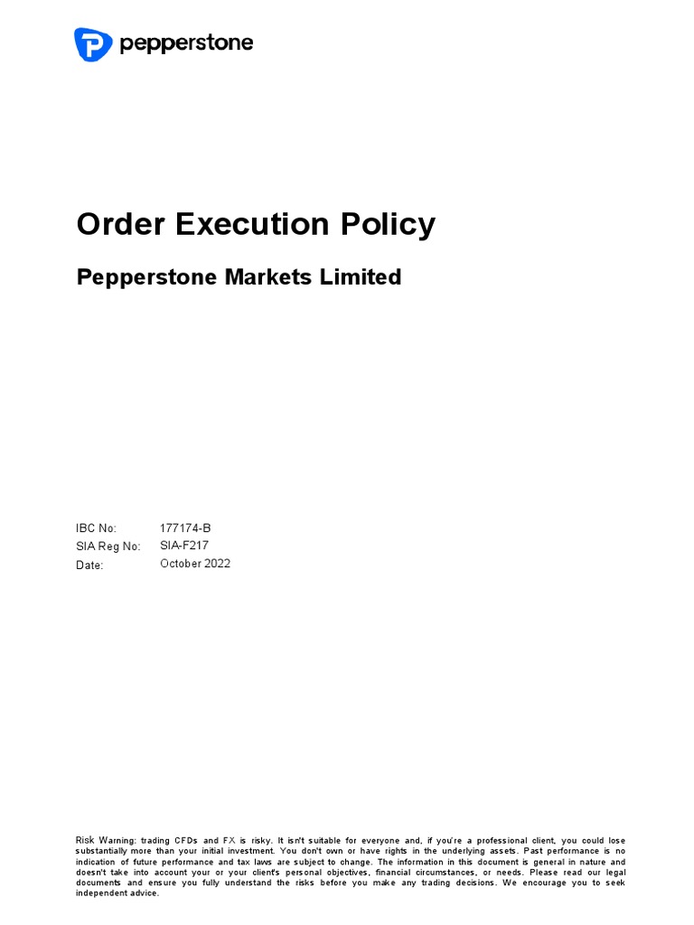 SCB Order Execution Policy ROW PDF | PDF | Order (Exchange) | Dividend