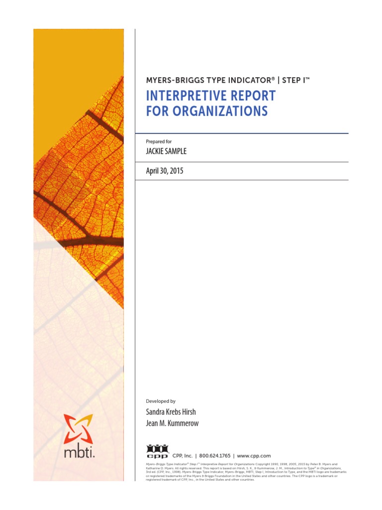 Form M Step I Interpretive Report For Organizations PDF PDF