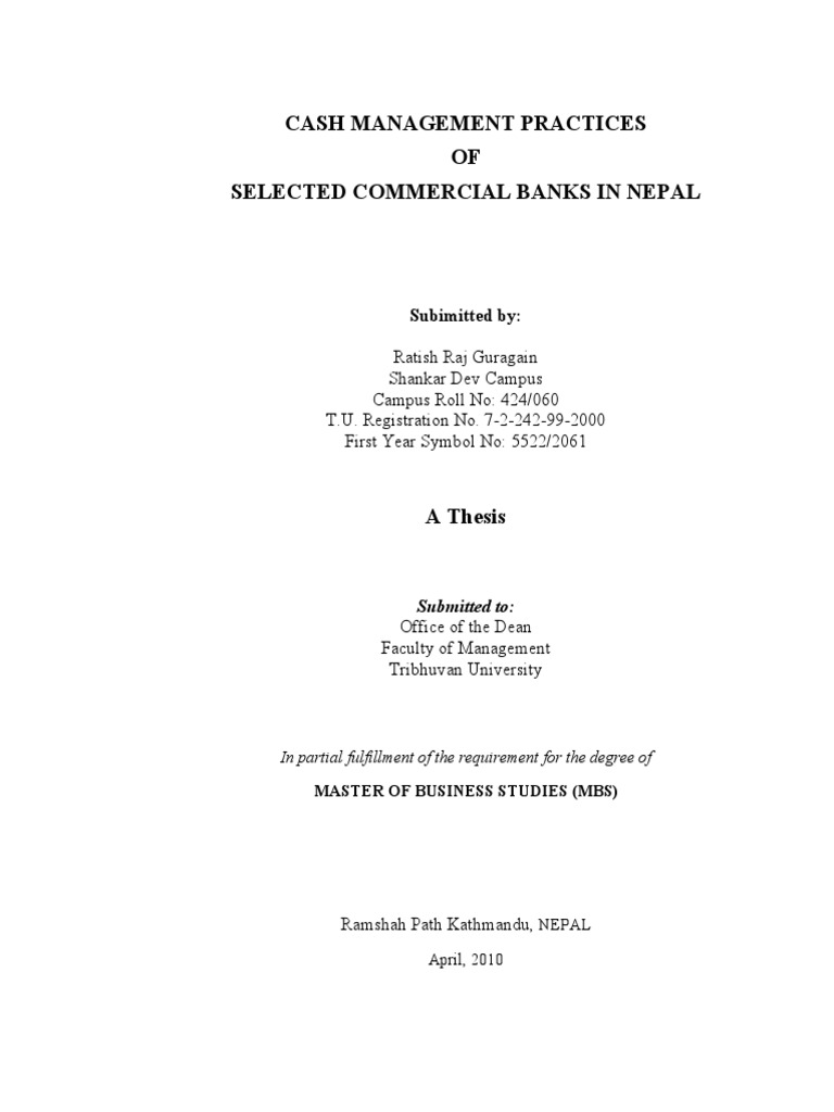 Cash Management in Nepalese Banks | PDF | Market Liquidity | Banks