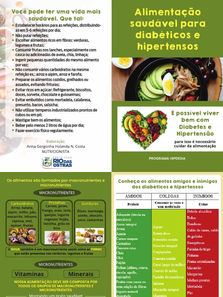 Hipertensao e Diabetes Hiperdia Folder Nutricao | PDF