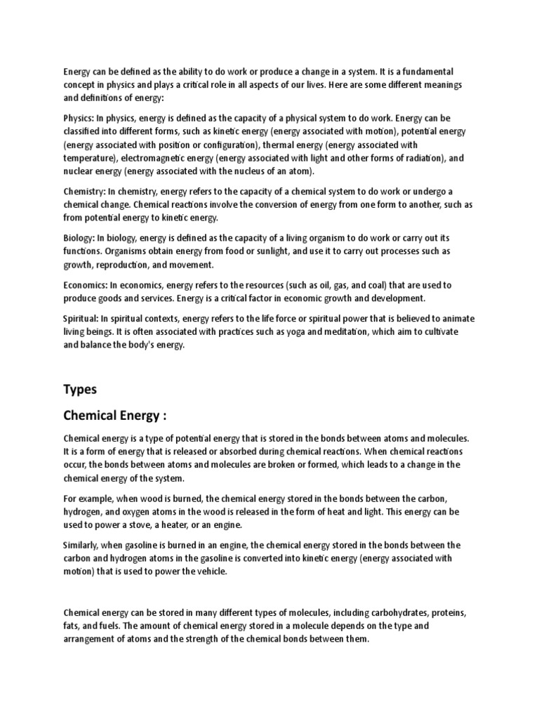 Understanding Energy: A Comprehensive Guide | PDF | Social Science
