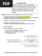 Notes Functions in Python 2022 23