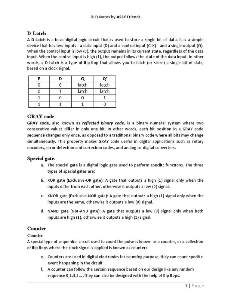 DLD Notes Overview and Concepts | PDF | Logic Gate | Electronic Circuits
