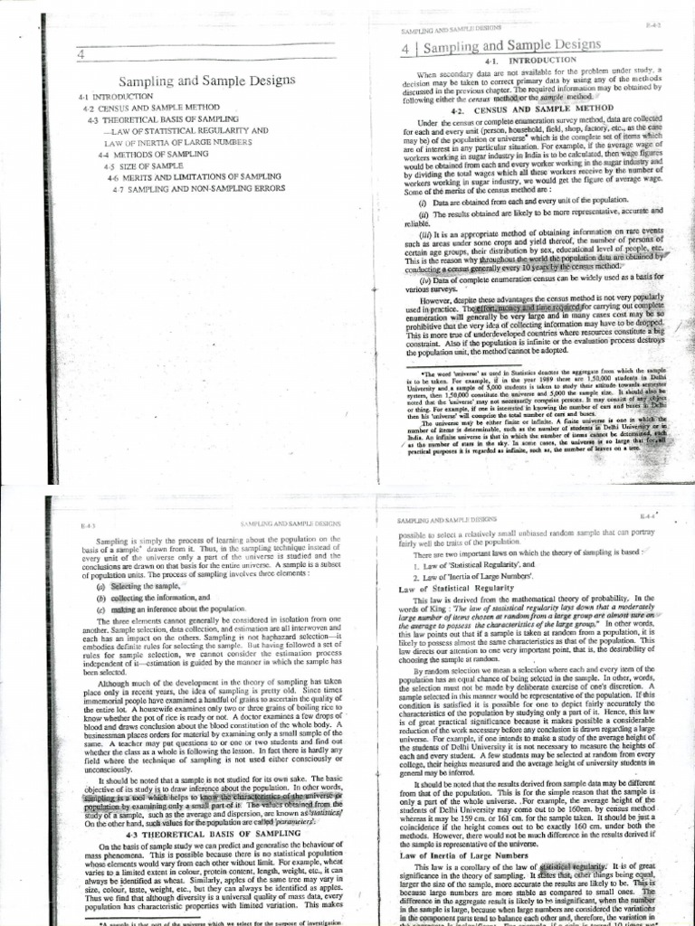 IE-1 - (Iii) Sampling and Sample Design As Per Exam Syllabus PDF | PDF