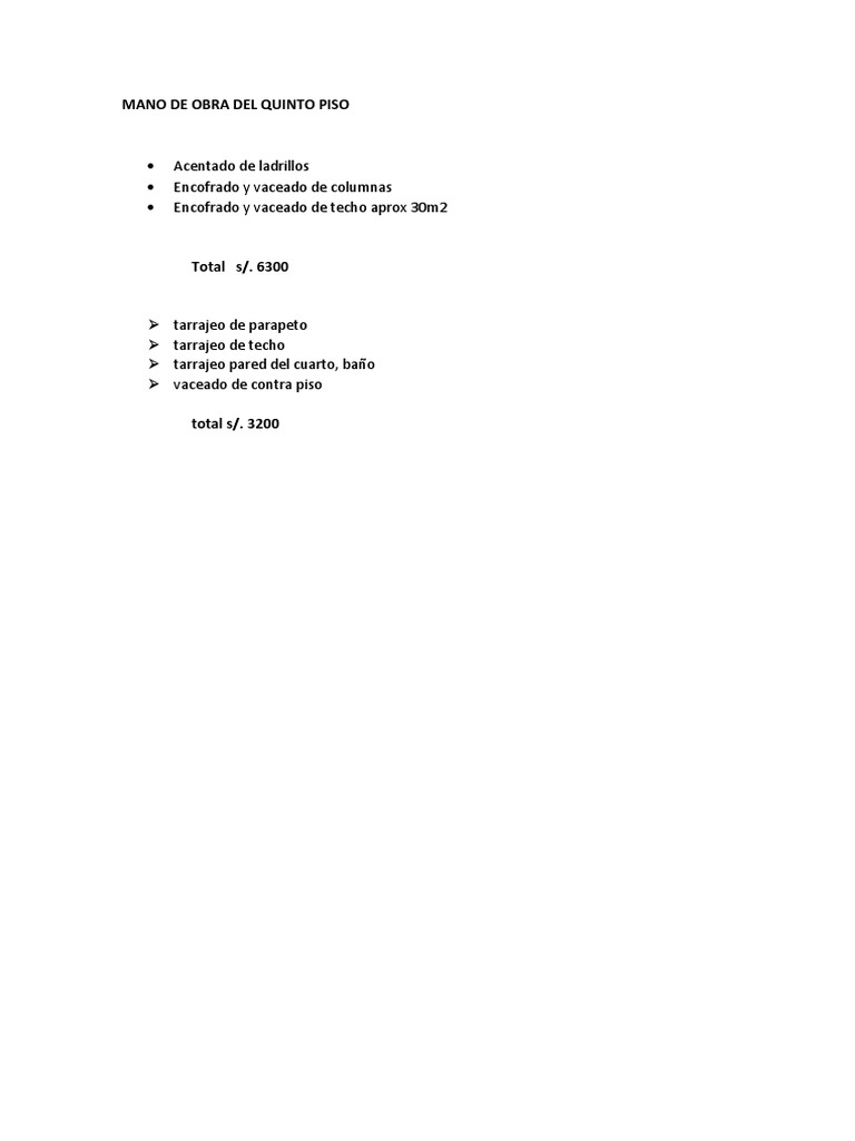 Mano de Obra Del Quinto Piso PDF PDF