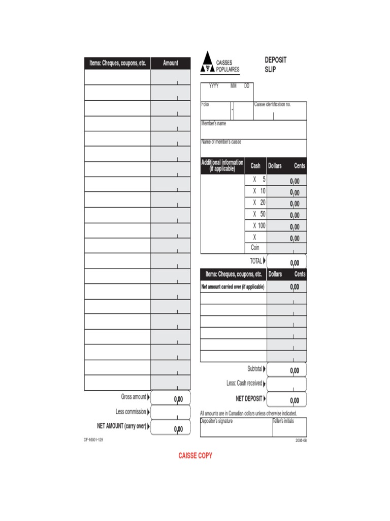 Deposit Slip PDF PDF