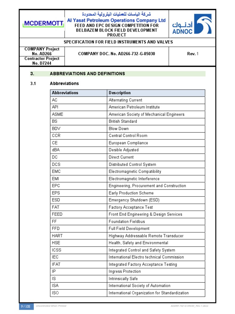 Abbreviations and Definitions PDF Compatibility