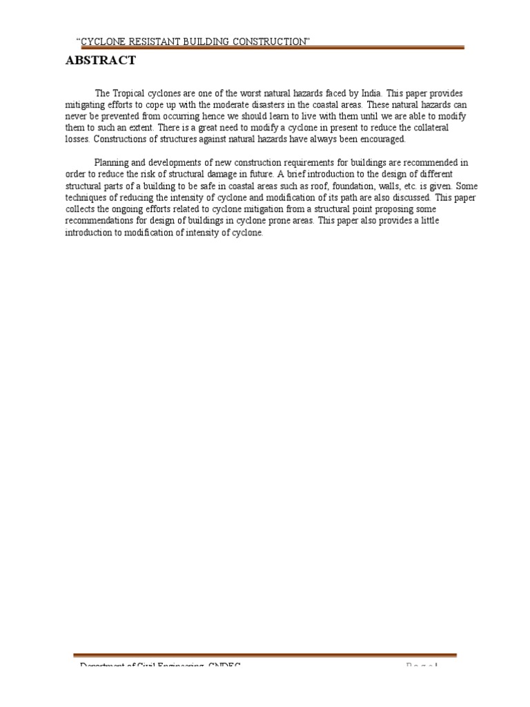 Cyclone Resistant Building Guidelines | PDF