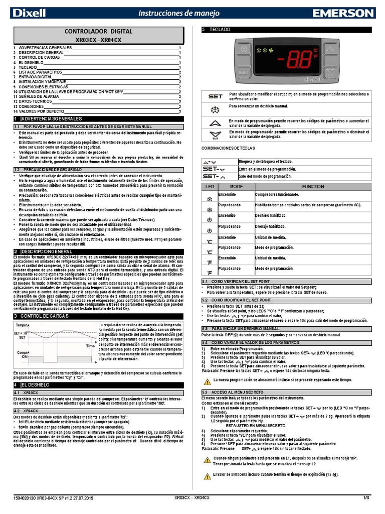 Manual de usuario del controlador digital XR03CX/XR04CX para