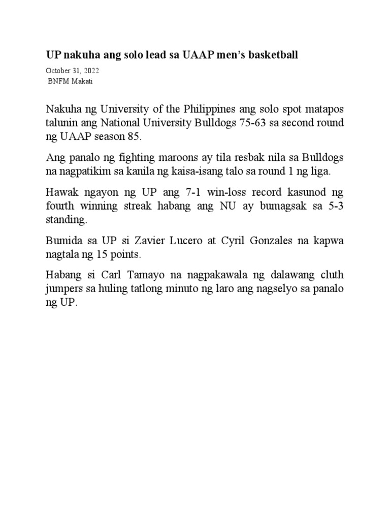 Sample Sports News PDF