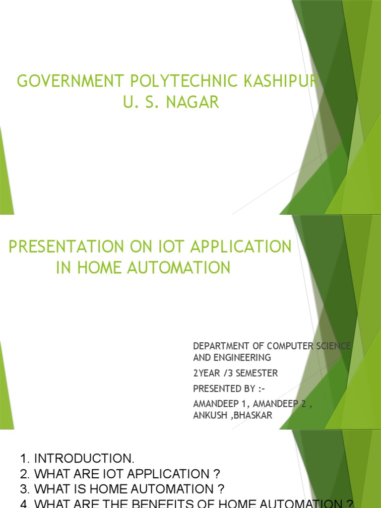 Iot Presentation | PDF | Home Automation | Internet Of Things