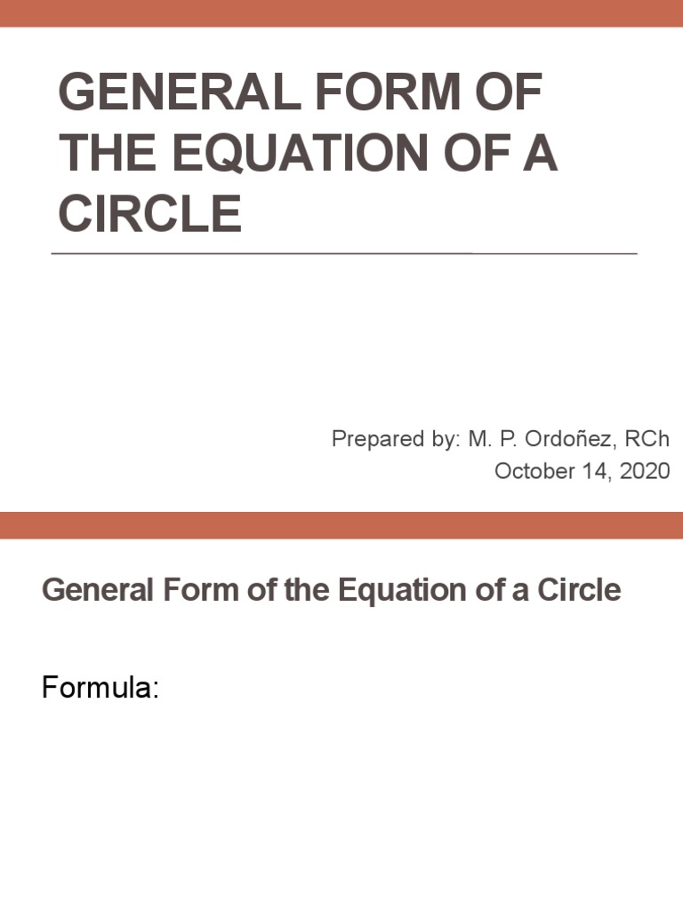 5 std to general form of the equation of a circle pdf
